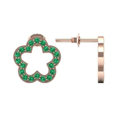 Pave Flora Emerald Earrings (0.48 CTW) Top Dynamic View
