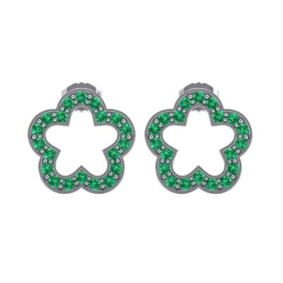 Pave Flora Emerald Earrings (0.48 CTW) Side View