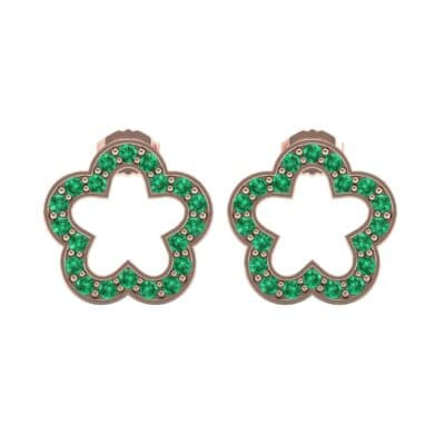 Pave Flora Emerald Earrings (0.48 CTW) Side View