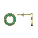 Pave Circle Emerald Earrings (0.19 CTW) Top Dynamic View