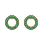 Pave Circle Emerald Earrings (0.19 CTW) Side View