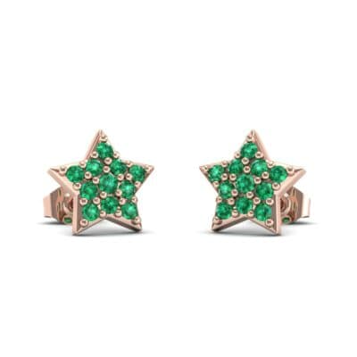 Pave Star Emerald Earrings (0.27 CTW) Perspective View