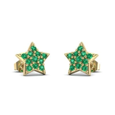 Pave Star Emerald Earrings (0.27 CTW) Perspective View
