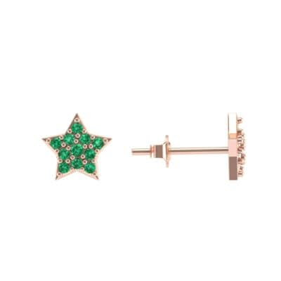 Pave Star Emerald Earrings (0.27 CTW) Top Dynamic View