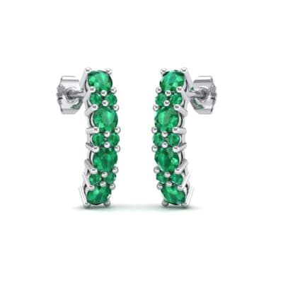 Curved Emerald Bar Earrings (0.22 CTW) Perspective View
