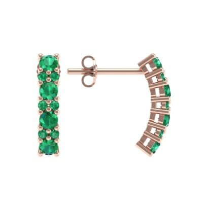 Curved Emerald Bar Earrings (0.22 CTW) Top Dynamic View