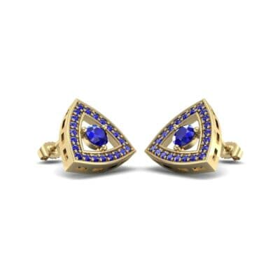 Pave Reuleaux Blue Sapphire Earrings (1.33 CTW) Perspective View