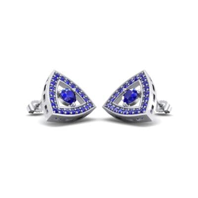 Pave Reuleaux Blue Sapphire Earrings (1.33 CTW) Perspective View