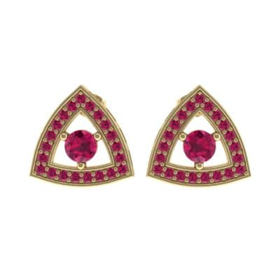Pave Reuleaux Ruby Earrings (1.33 CTW) Side View