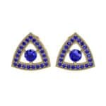 Pave Reuleaux Blue Sapphire Earrings (1.33 CTW) Side View