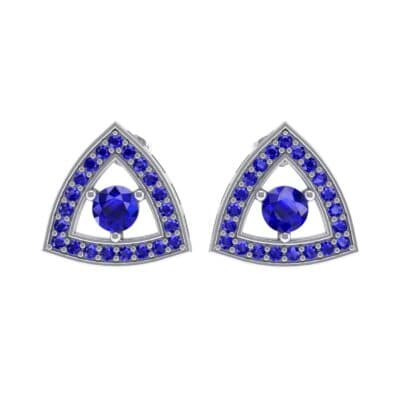 Pave Reuleaux Blue Sapphire Earrings (1.33 CTW) Side View