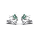 Swirl Heart Emerald Earrings (0.21 CTW) Perspective View