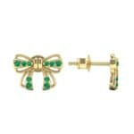Bow Emerald Earrings (0.25 CTW) Top Dynamic View