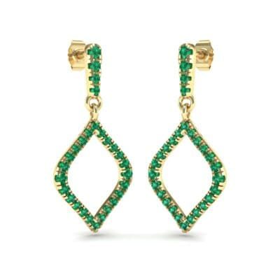Pave Rhombus Emerald Drop Earrings (0.83 CTW) Perspective View
