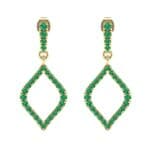 Pave Rhombus Emerald Drop Earrings (0.83 CTW) Side View