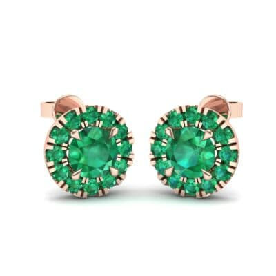 Round Halo Emerald Earrings (0.67 CTW) Perspective View