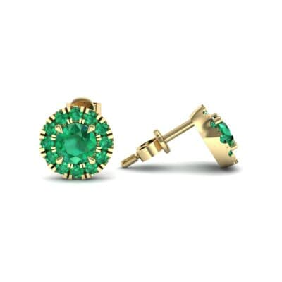 Round Halo Emerald Earrings (0.67 CTW) Top Dynamic View