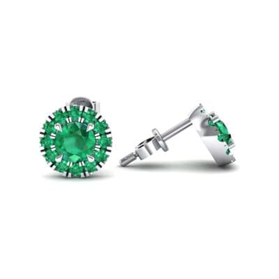 Round Halo Emerald Earrings (0.67 CTW) Top Dynamic View