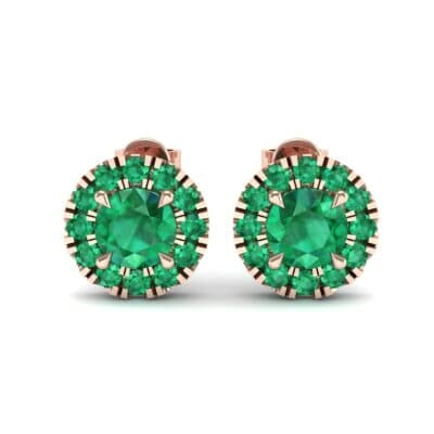 Round Halo Emerald Earrings (0.67 CTW) Side View