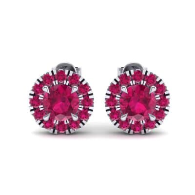 Round Halo Ruby Earrings (0.67 CTW) Side View