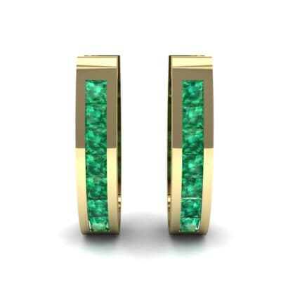 Channel-Set Princess Emerald Hoop Earrings (0.83 CTW) Side View