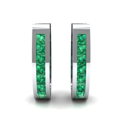 Channel-Set Princess Emerald Hoop Earrings (0.83 CTW) Side View