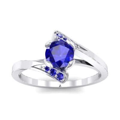 Cradle Illusion Bypass Blue Sapphire Engagement Ring (0.545 CTW) Top Dynamic View