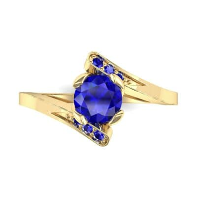 Cradle Illusion Bypass Blue Sapphire Engagement Ring (0.545 CTW) Top Flat View