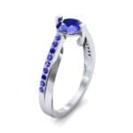 Cathedral Illusion Bypass Blue Sapphire Engagement Ring (0.83 CTW) Perspective View