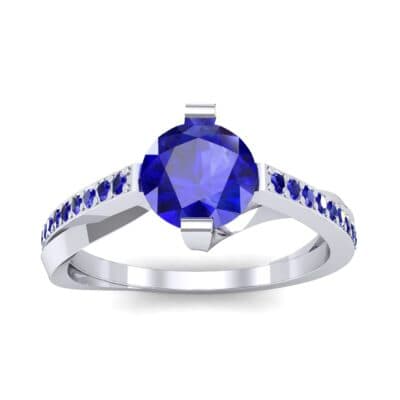 Cathedral Illusion Bypass Blue Sapphire Engagement Ring (0.83 CTW) Top Dynamic View