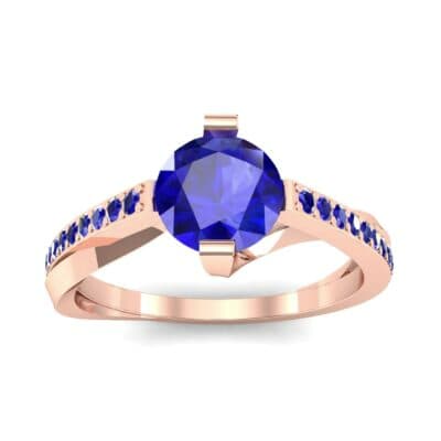 Cathedral Illusion Bypass Blue Sapphire Engagement Ring (0.83 CTW) Top Dynamic View