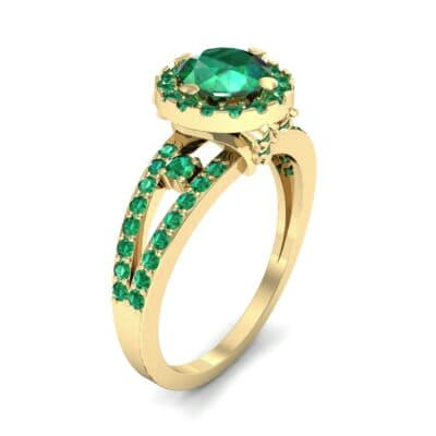 Gilda Split Shank Halo Emerald Engagement Ring (1.39 CTW) Perspective View