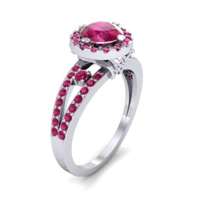 Gilda Split Shank Halo Ruby Engagement Ring (1.39 CTW) Perspective View