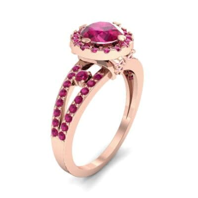 Gilda Split Shank Halo Ruby Engagement Ring (1.39 CTW) Perspective View