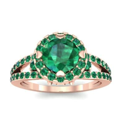 Gilda Split Shank Halo Emerald Engagement Ring (1.39 CTW) Top Dynamic View