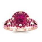 Gilda Split Shank Halo Ruby Engagement Ring (1.39 CTW) Top Dynamic View