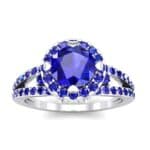 Gilda Split Shank Halo Blue Sapphire Engagement Ring (1.39 CTW) Top Dynamic View