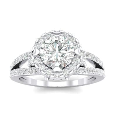 Gilda Split Shank Halo Crystal Engagement Ring (1.39 CTW) Top Dynamic View
