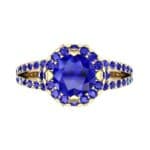 Gilda Split Shank Halo Blue Sapphire Engagement Ring (1.39 CTW) Top Flat View