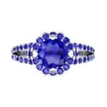 Gilda Split Shank Halo Blue Sapphire Engagement Ring (1.39 CTW) Top Flat View