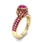 Triple Pave Grotto Ruby Engagement Ring (1.31 CTW) Perspective View