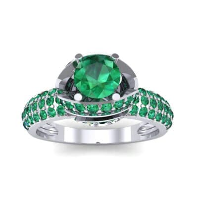 Triple Pave Grotto Emerald Engagement Ring (1.31 CTW) Top Dynamic View