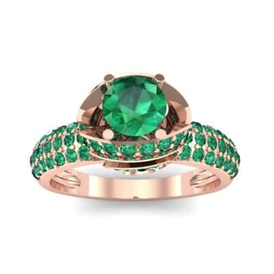 Triple Pave Grotto Emerald Engagement Ring (1.31 CTW) Top Dynamic View