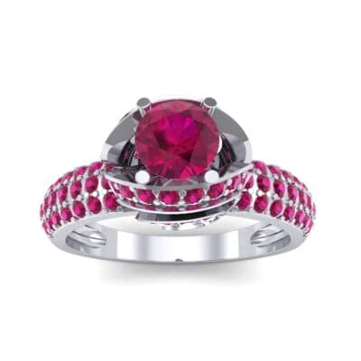 Triple Pave Grotto Ruby Engagement Ring (1.31 CTW) Top Dynamic View