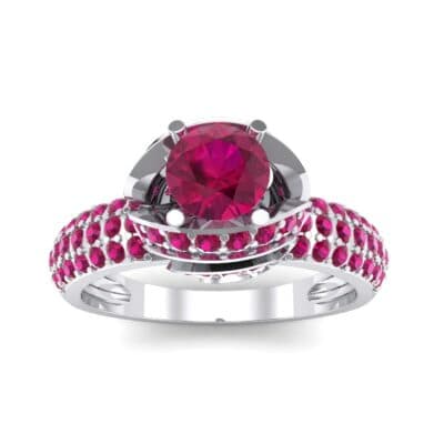 Triple Pave Grotto Ruby Engagement Ring (1.31 CTW) Top Dynamic View