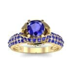 Triple Pave Grotto Blue Sapphire Engagement Ring (1.31 CTW) Top Dynamic View