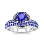 Triple Pave Grotto Blue Sapphire Engagement Ring (1.31 CTW) Top Dynamic View