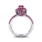 Triple Pave Grotto Ruby Engagement Ring (1.31 CTW) Side View