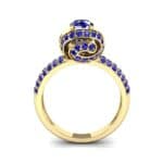 Triple Pave Grotto Blue Sapphire Engagement Ring (1.31 CTW) Side View