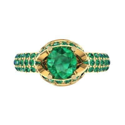 Triple Pave Grotto Emerald Engagement Ring (1.31 CTW) Top Flat View